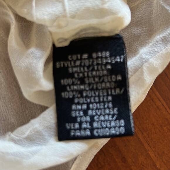 ECI Cream Silk Beaded Blouse Sheer Fancy Woman Size Small Boho Fairy - Picture 7 of 10